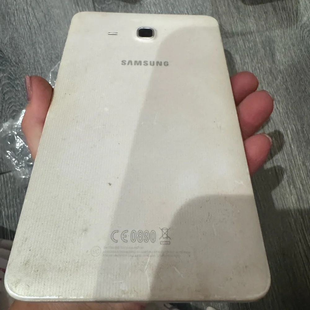 Samsung White Tablet with Blue Display galaxy tab A